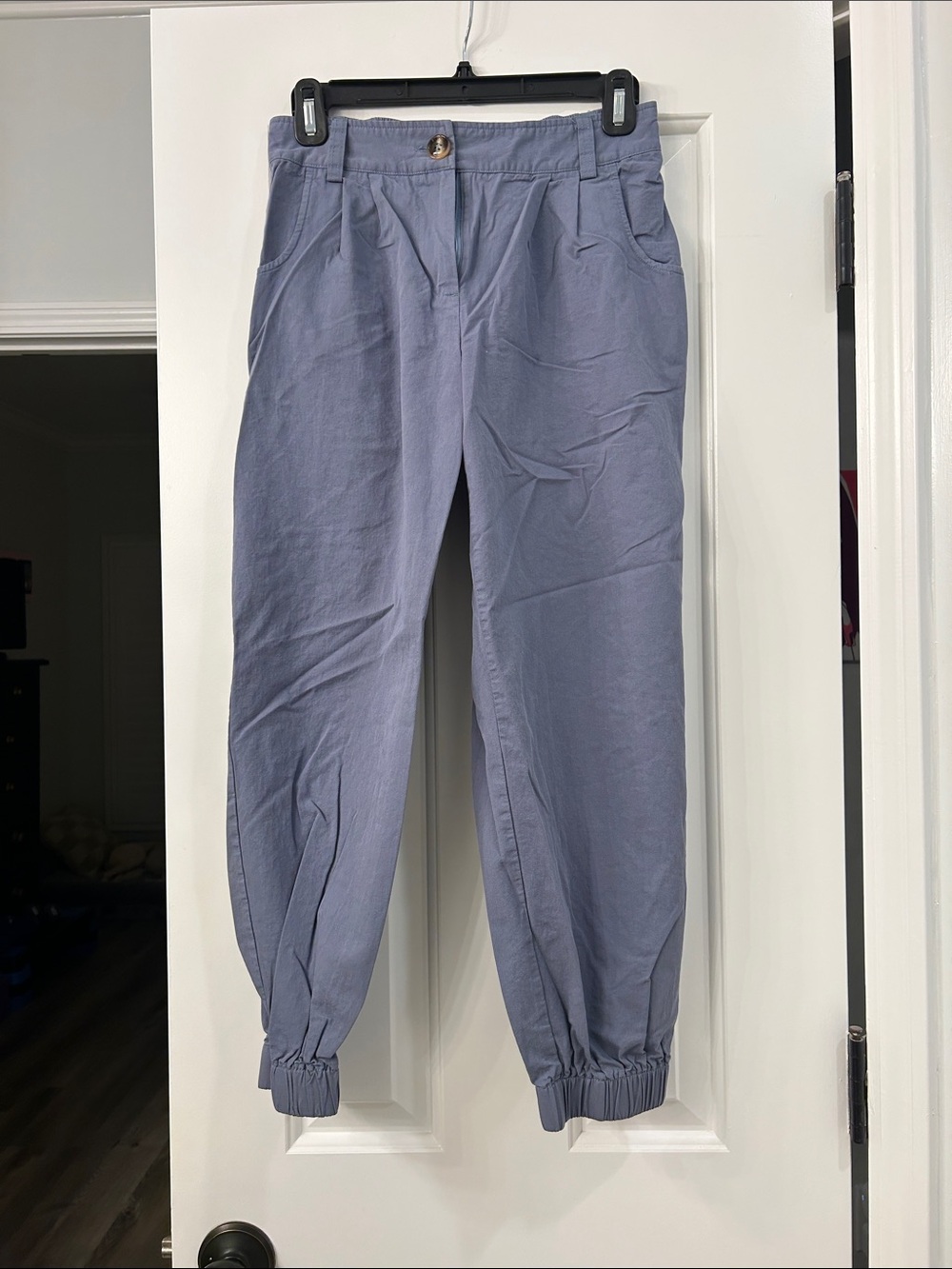 Women’s Casual Elastic Cuff Pants /Joggers- Dusty Blue